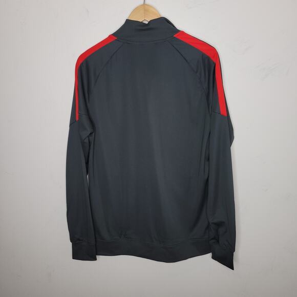 Nike Men Full Zip Sweatshirt Size Large Red Black Long Sleeve Workout Gym - Picture 2 of 10
